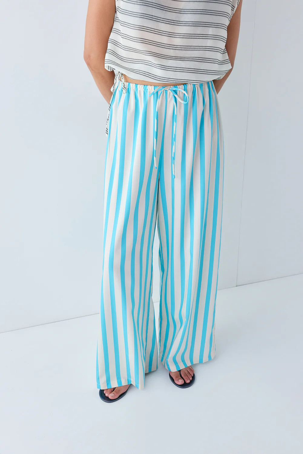 Raya Pants Aqua Stripe | VRG Grl