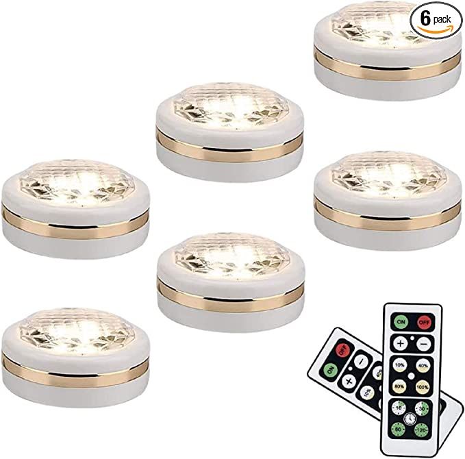 LEASTYLE Wireless LED Puck Lights with Remote Control 6 Pack, LED Under Cabinet Lighting,Puck Lig... | Amazon (US)