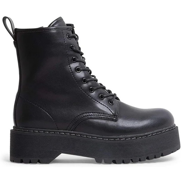 Steve Madden Combat Boot Zip Hi Black BETT05S1 Women's Size 7 Medium - Walmart.com | Walmart (US)
