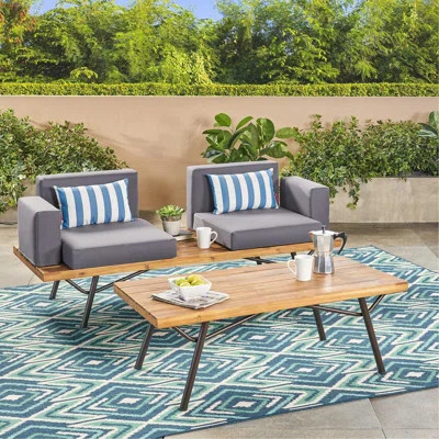 Outdoor Industrial Loveseat With Coffee Table | Wayfair North America
