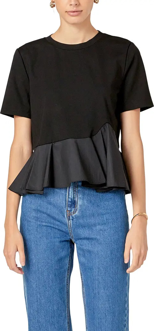 English Factory Mixed Media Ruffle Top | Nordstrom | Nordstrom