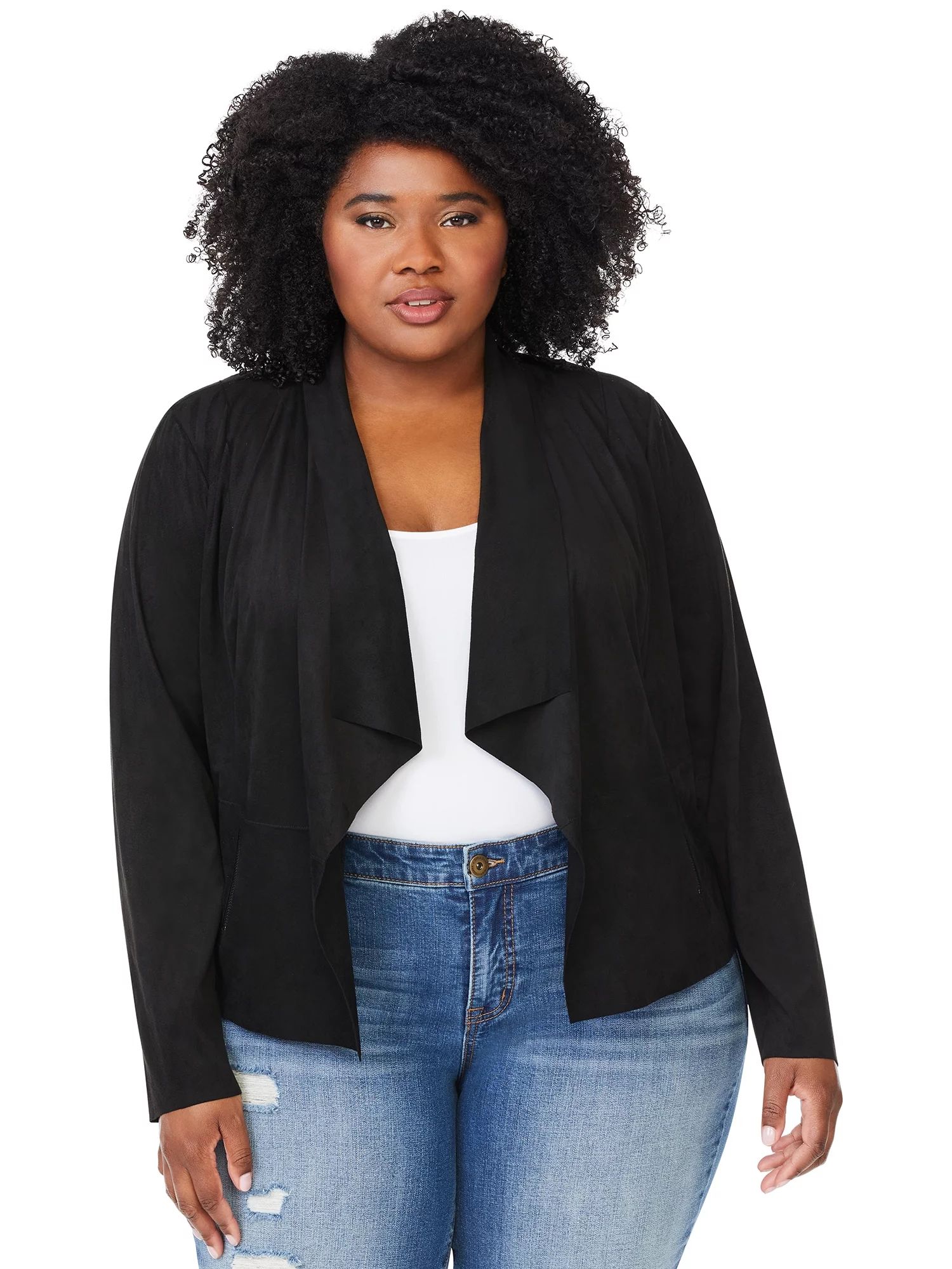 Sofia Jeans by Sofia Vergara Women's Plus Size Faux Suede Moto Jacket - Walmart.com | Walmart (US)