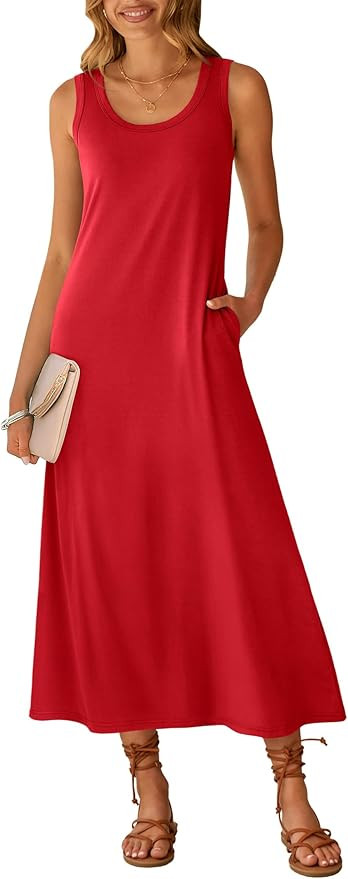 ANRABESS Maxi Dresses for Women,Scoop Neck Sleeveless Long Tank Dress,Summer Casual Sundress for ... | Amazon (US)
