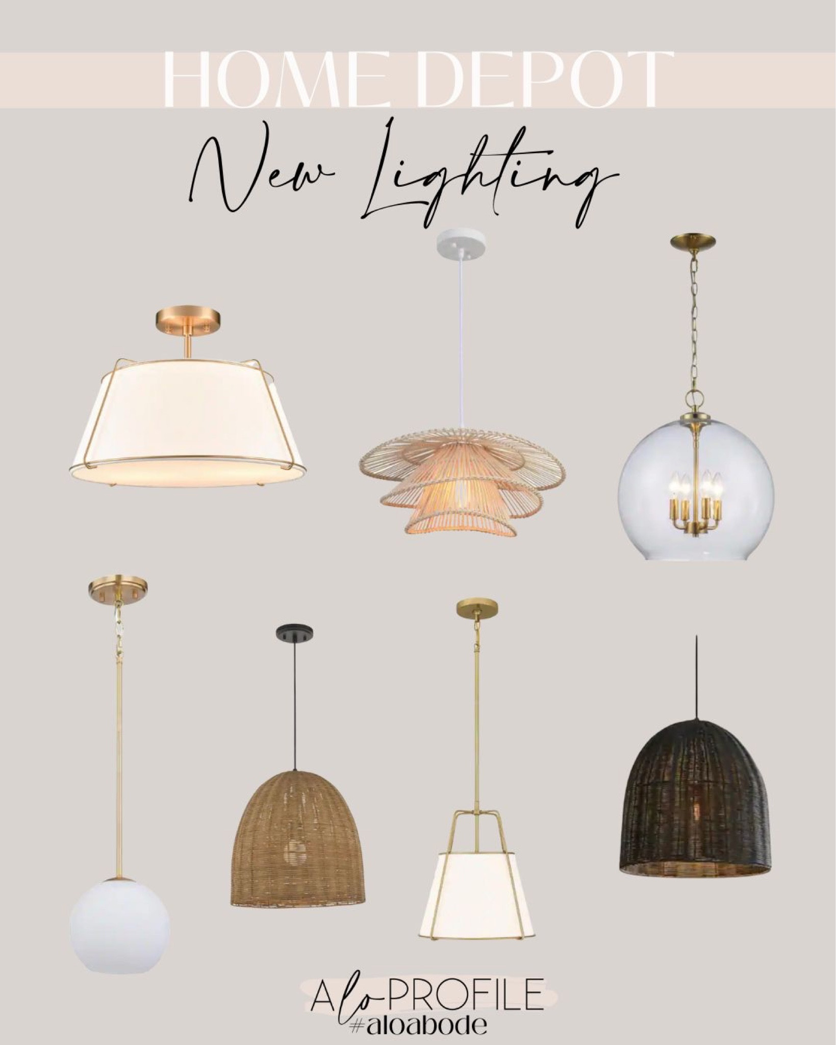 Home Depot Lighting // pendant lighting, semi flush mounts, woven pendants, modern lighting, organic lighting, brass accent lighitng, globe pendants, simple lighting, affordable lighitng, island pendants, semi flush mounts

#LTKhome