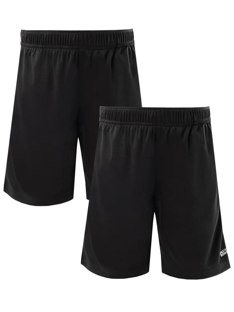 Athletic Works Boys Core Performance Shorts, 2-Pack, Sizes 4-18 & Husky | Walmart (US)