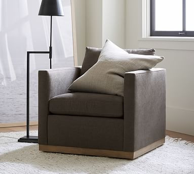 Jake Seadrift Wood Base Swivel Chair | Pottery Barn (US)