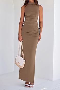 BTFBM Womens Two Piece Outfits Summer Lightweight 2025 Mock Neck Sleeveless Knit Tops Maxi Skirt ... | Amazon (US)