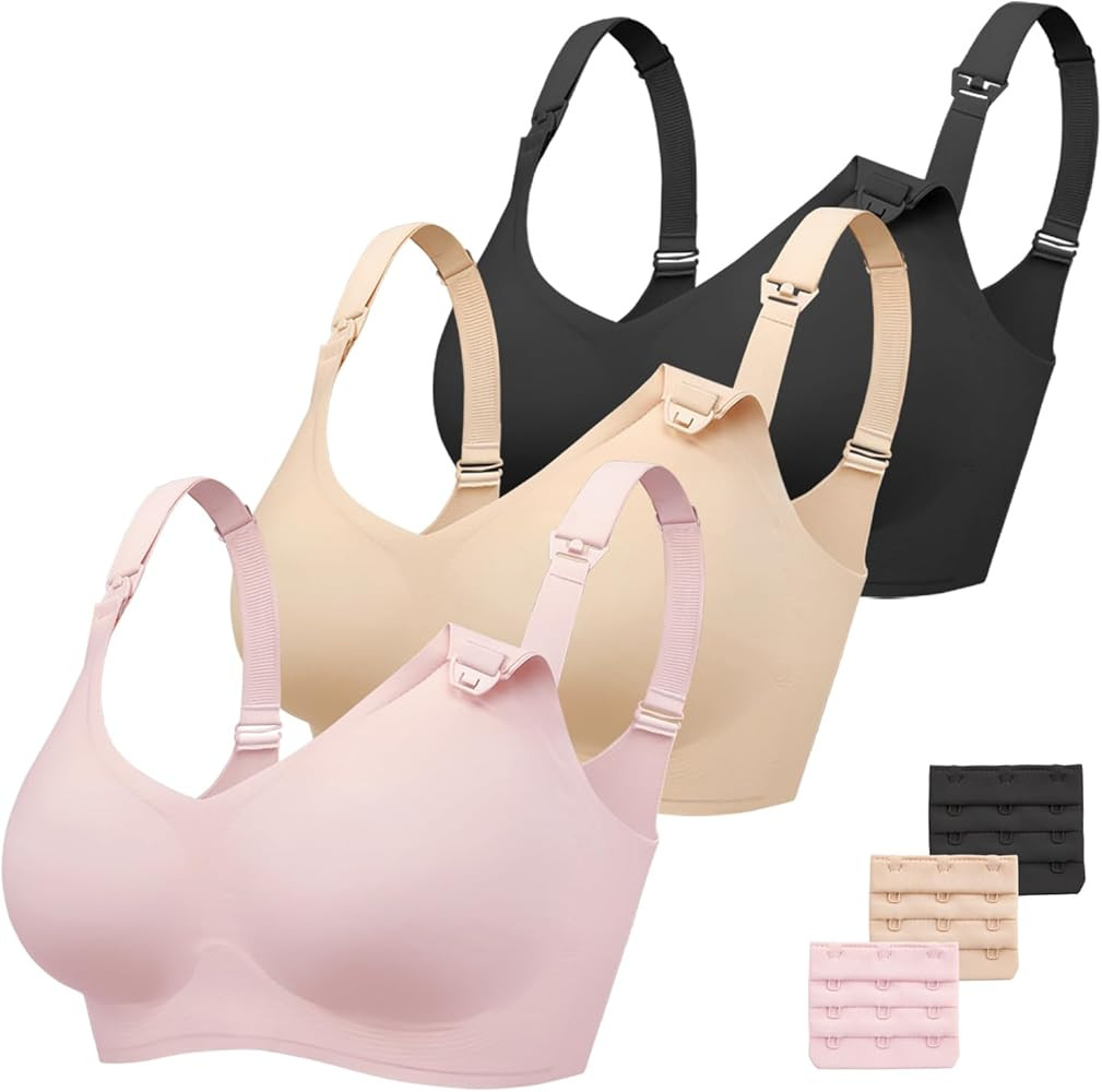 Vinfact 3 Pack Nursing Bras for Breastfeeding Comfort Maternity Bras for Pregnancy Wireless Seaml... | Amazon (US)