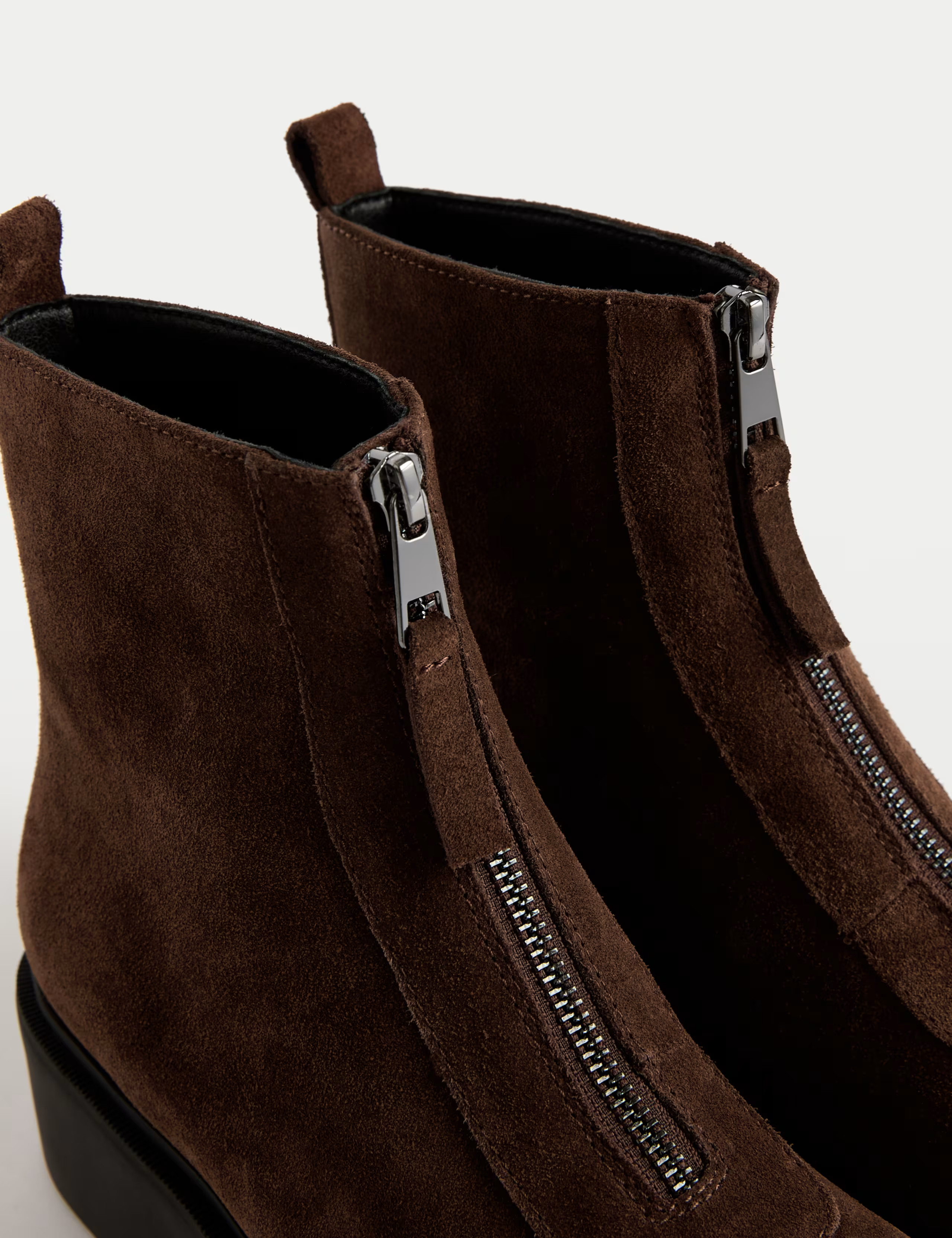Suede Front Zip Block Heel Ankle Boots | M&S Collection at M&S | Marks & Spencer (UK)