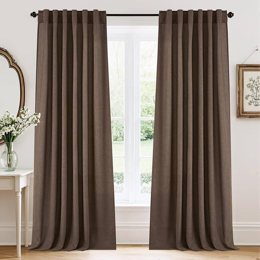 RYB HOME Natural Linen Sheer Curtains 84 inches Long for Bedroom and Living Room, Back Tab/Rod Po... | Amazon (US)