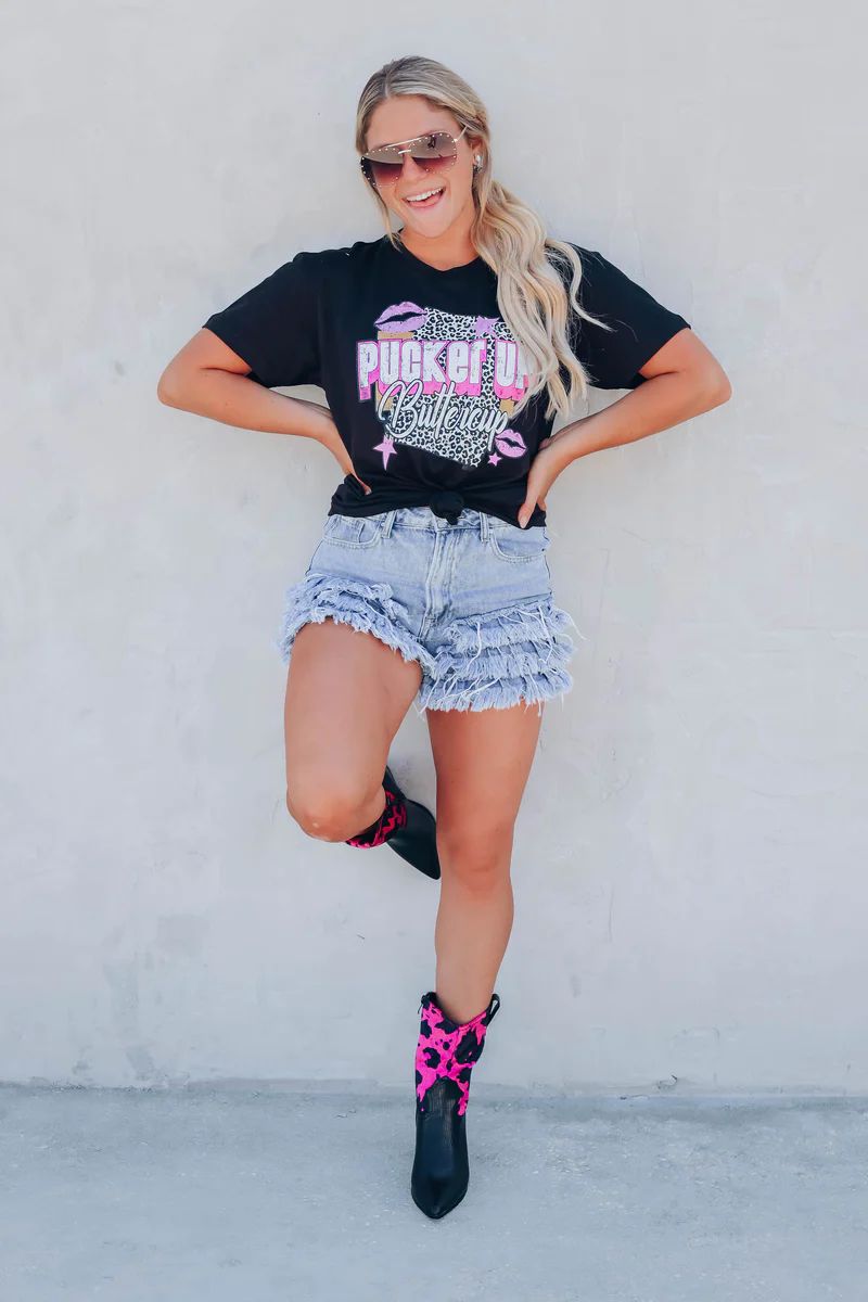 Buttercup Graphic Tee - Black | Whiskey Darling Boutique