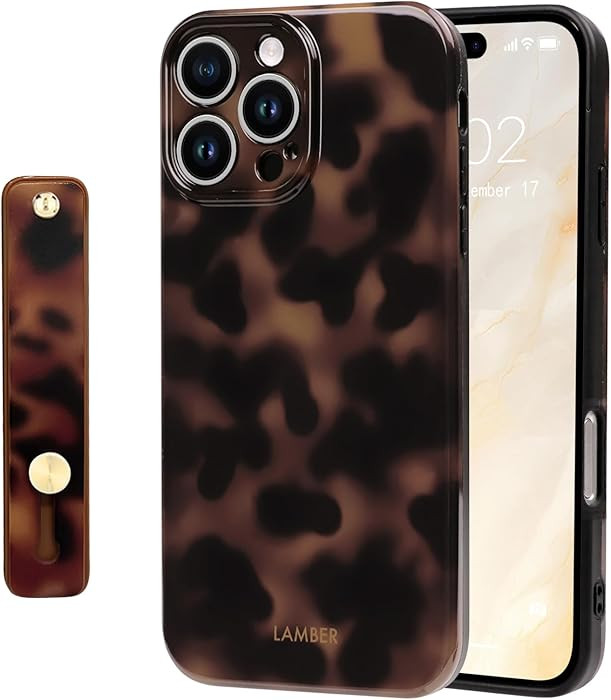 NITITOP Compatible with iPhone 16 Pro Case with Wrist Strap Cute Stylish Leopard Aesthetic Tortoi... | Amazon (US)