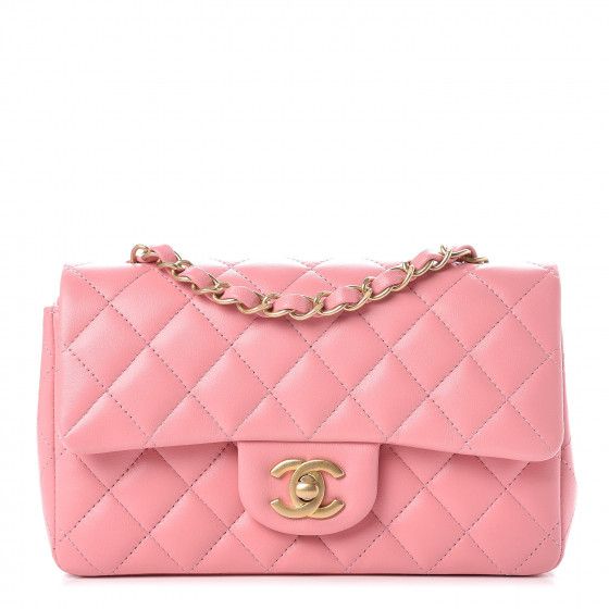 CHANEL Lambskin Quilted Mini Rectangular Flap Pink | Fashionphile
