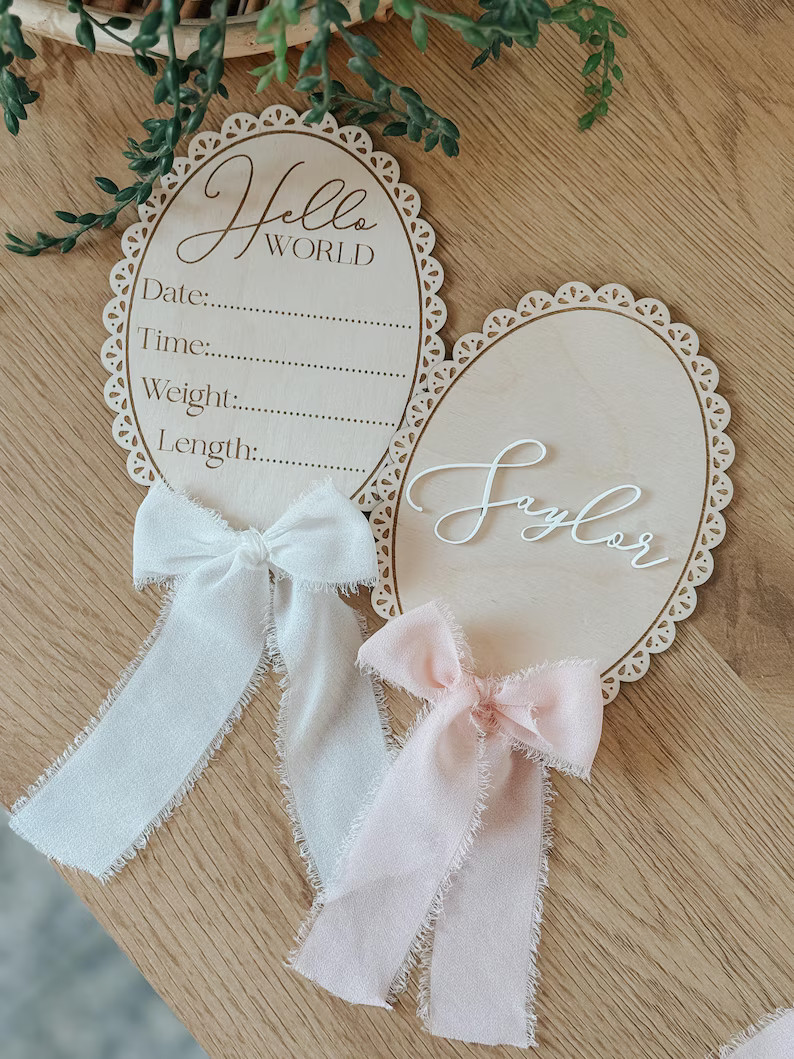 Lace Hello World Birth Stat | Baby Milestone | Monthly Milestone | Personalized Baby Sign | Birth... | Etsy (US)