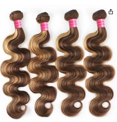 P427 Ombre Honey Blonde Brazilian Human Hair Bundles, 8 10 12Inch