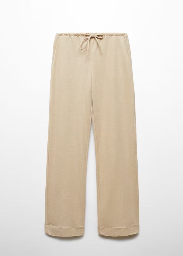 Wideleg pants with elastic waist -  Women | Mango USA | MANGO (US)