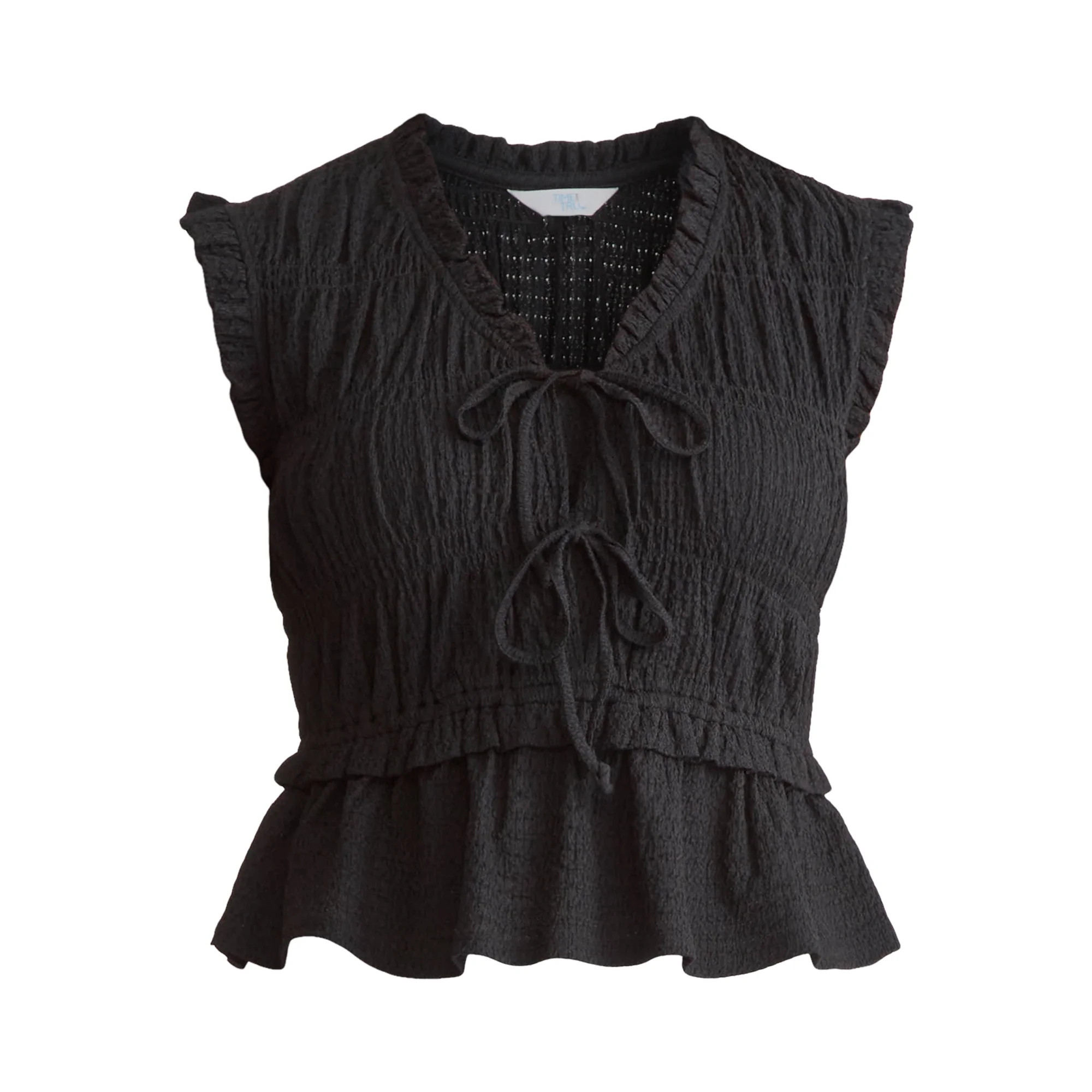 Time and Tru Women's Textured Tie Front Top, Sizes XS-XXXL | Walmart (US)