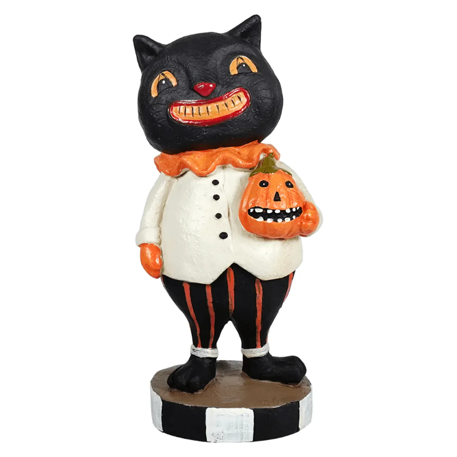 2025 Black Cat Holding Jack-O'-Lantern Halloween Smiling Cat & Pumpkin Plastic Figurine Scary Hal... | Walmart (US)