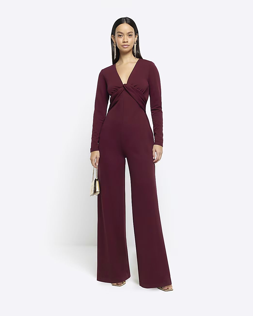 Red Twist Front Jumpsuit | River Island (UK & IE)