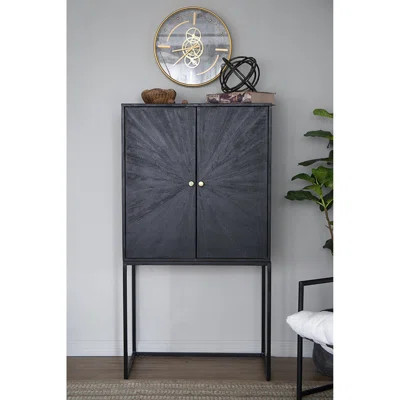 Black 31.5X16.5X60" Cabinet - Stylish And Practical With Iron Base, Two Doors For Versatile Interior Decoration 31.5X16.5 Storage Classic Base Differe | Wayfair North America