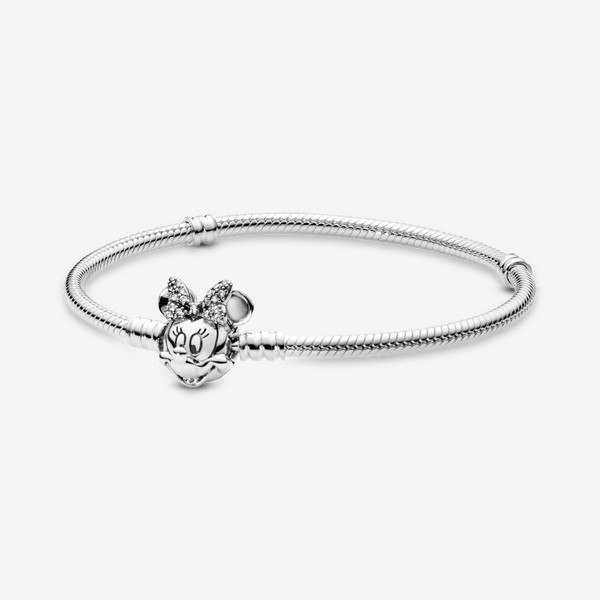 Pandora Disney Pandora Moments Pavé Minnie Mouse Clasp Snake Chain Bracelet | Pandora US