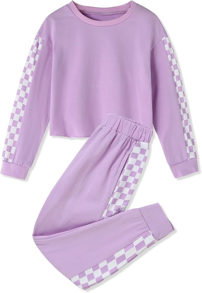 SANMIO Toddler Girl Clothes 2 Piece Outfits Girls Tracksuit Activewear Long Sleeve Checkered Swea... | Amazon (US)