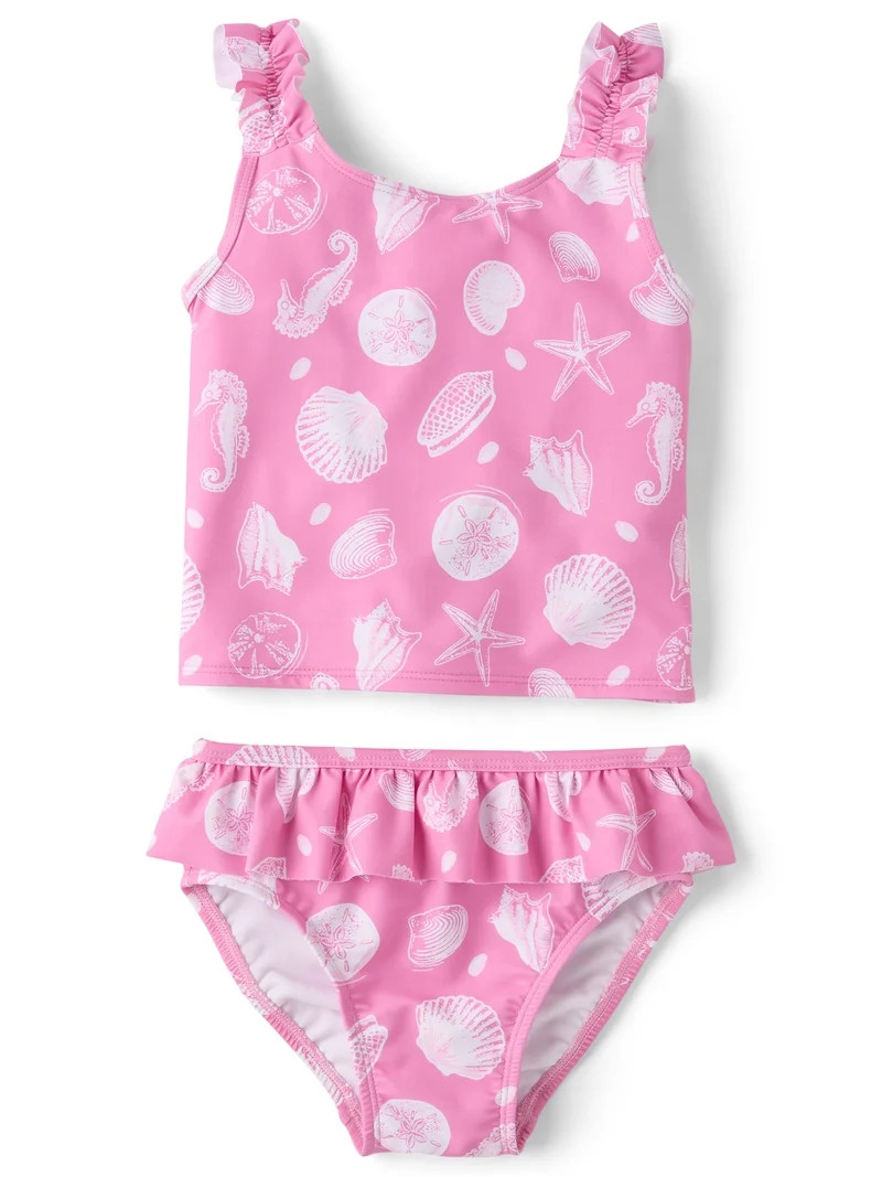 The Children's Place Baby & Toddler Girls Sleeveless Ruffle Tankini Swimsuit, Sizes 6M-5T | Walmart (US)