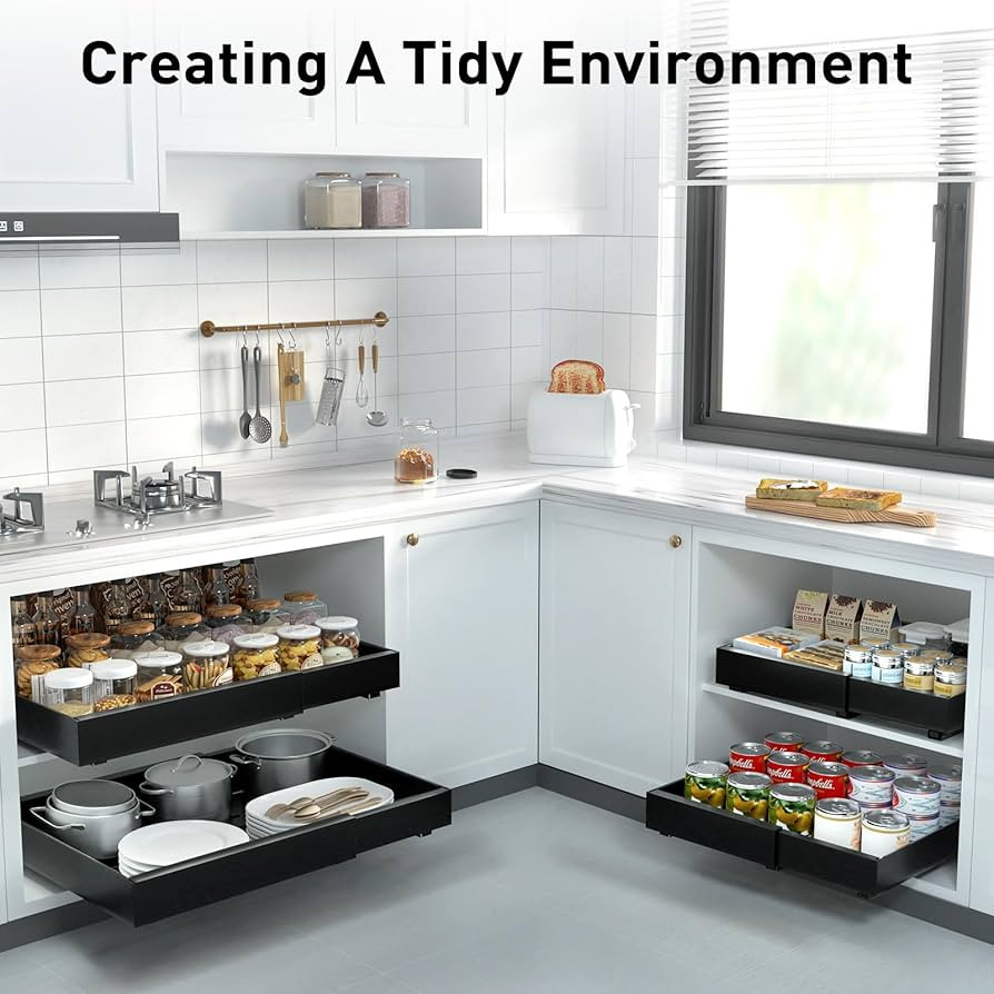 Pull Out Cabinet Organizer, Expandable(12.6"-20.47") Slide Out Drawers for Kitchen Cabinets, Cabi... | Amazon (US)