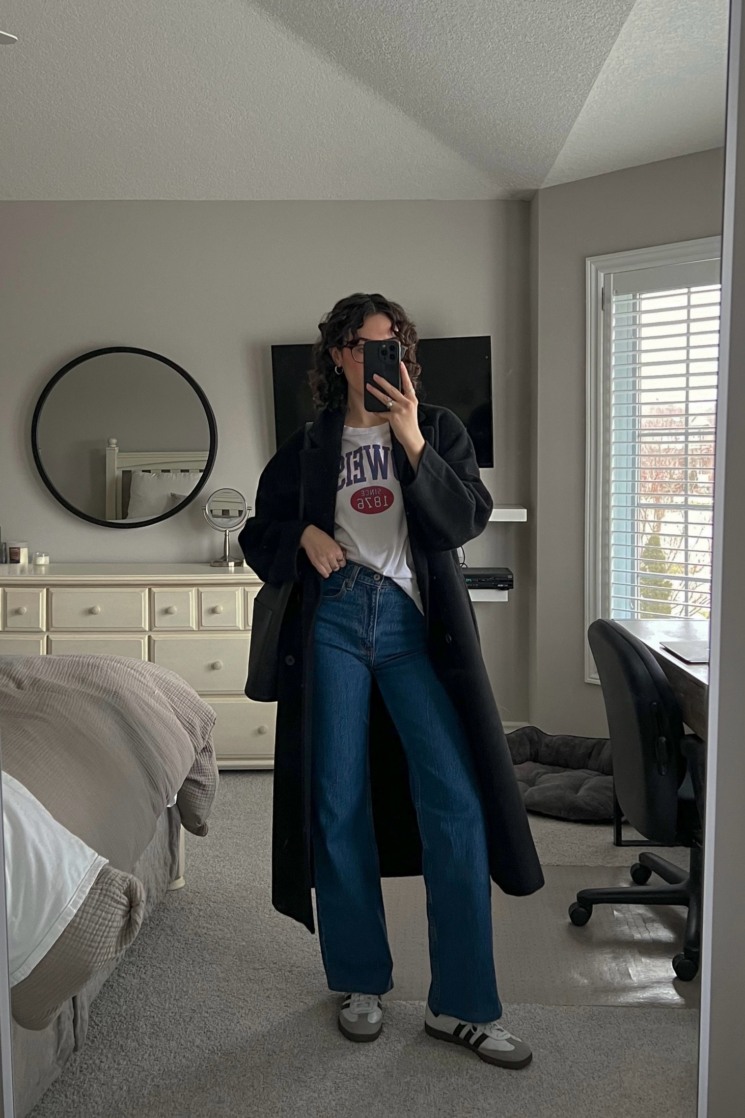Top - old from American Eagle, linked some similar shirts.

Jeans - High Rise 90s Relaxed Jeans in dark, wearing a size 25.

Coat - The Only Coat from Aritzia, wearing a size XS tall.

Bag - Vegan Leather Tote Bag from Oak + Fort. 

Shoes - Adidas Samba. 

#LTKsale #LTKmodest #LTKcanada