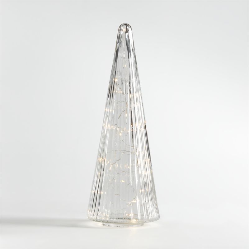 Large Ribbed Clear Glass Christmas Tree 17.5" + Reviews | Crate & Barrel | Crate & Barrel