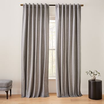 Organic Flannel Curtain - Charcoal | West Elm (US)