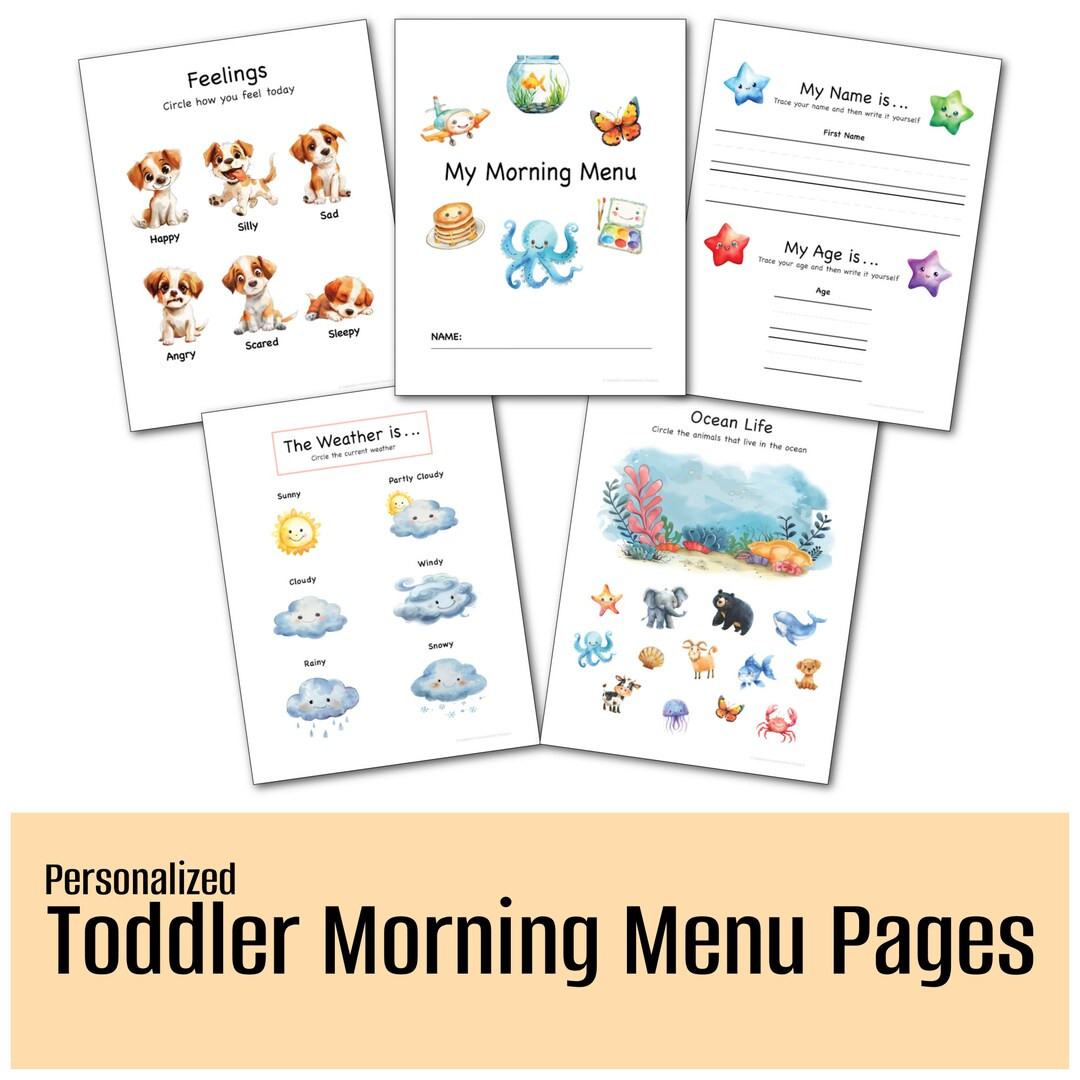 Personalized Morning Menu Printable for Toddlers | Custom Name & Age + 21 Educational Activities ... | Etsy (US)