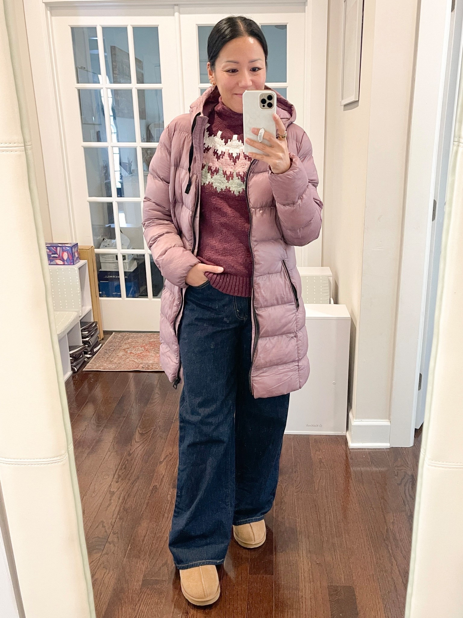 Size small (linked on my Shopmy page)
Size small sweater (old)
Size 27 jeans
Shoes are true to size

Fairisle
Cold weather fashion
Uggs 
Levi’s


#LTKootd #LTKFindsUnder50 #LTKOver40