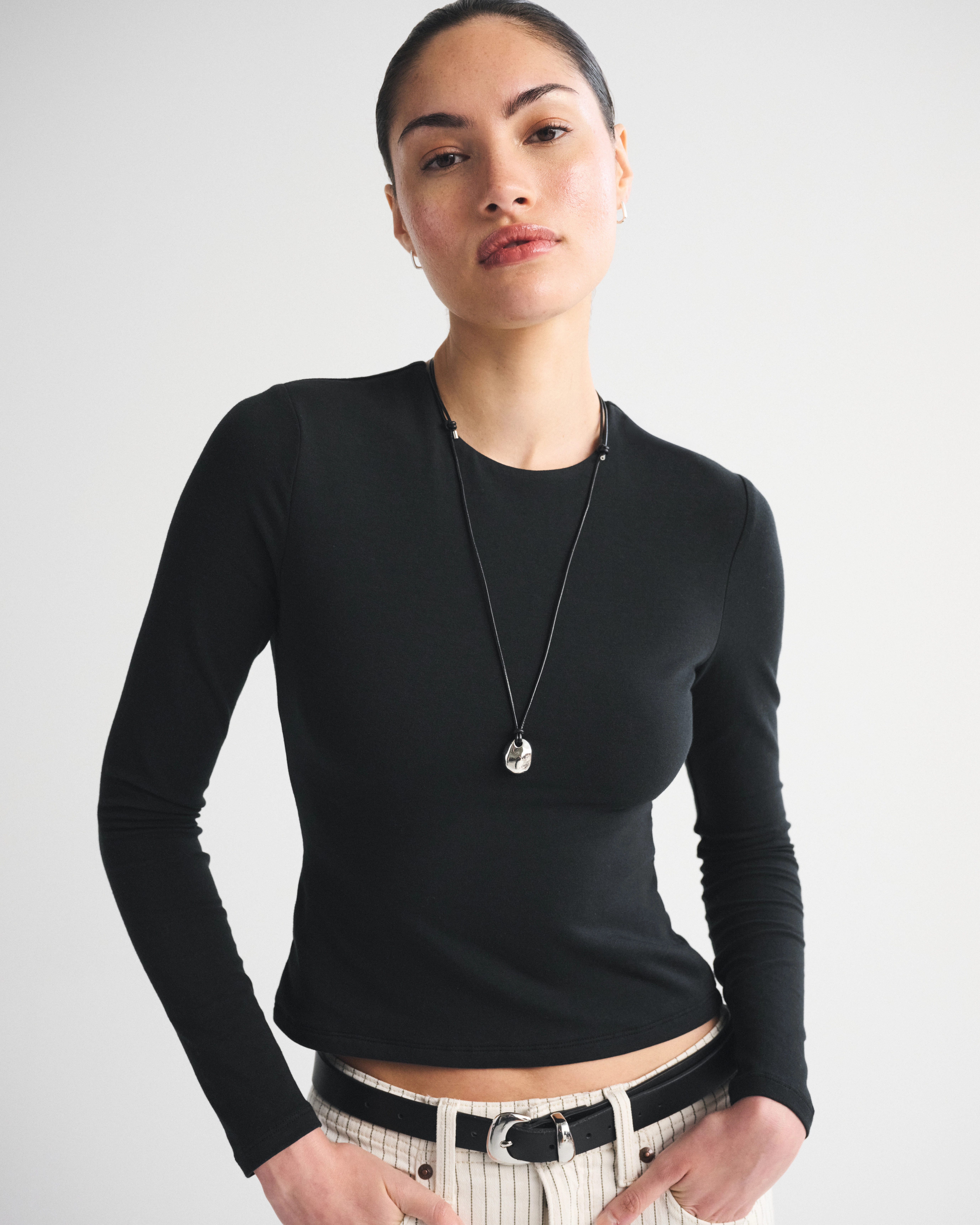 Long-Sleeve Double-Lined Baby Tee | Abercrombie & Fitch (US)