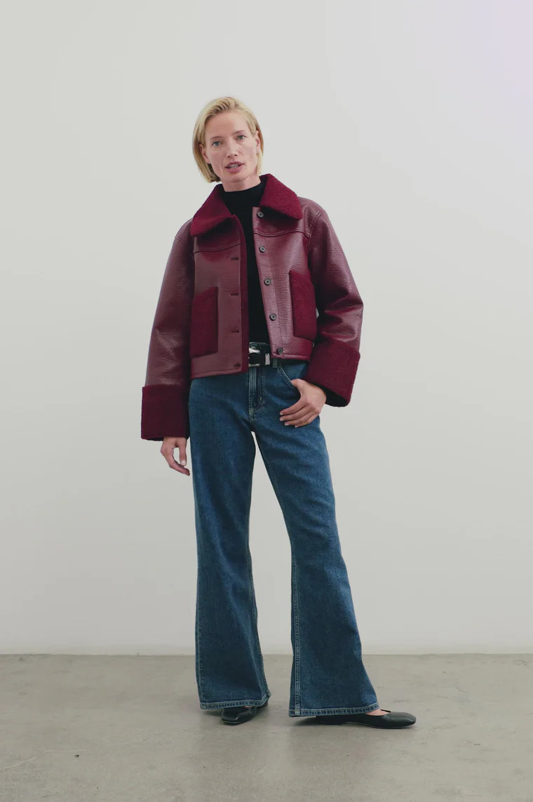 DRIA JACKET - MAROON SHEARLING | Rails
