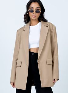 Welcome To The Jungle Blazer Beige | Princess Polly US