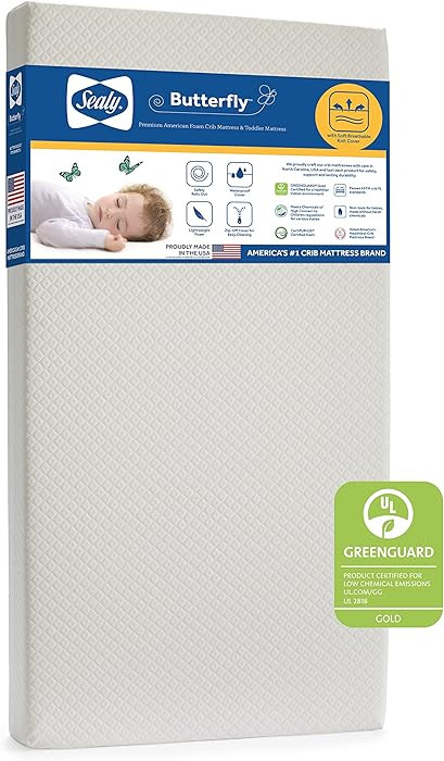 Sealy Baby Butterfly Knit Breathable Crib Mattress, GREENGUARD GOLD Certified, Made in USA, Premi... | Amazon (US)
