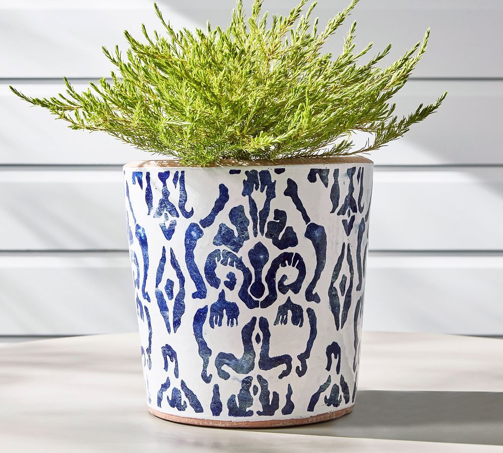 Ikat Tile Hand Painted Terracotta Outdoor Planters | Pottery Barn (US)