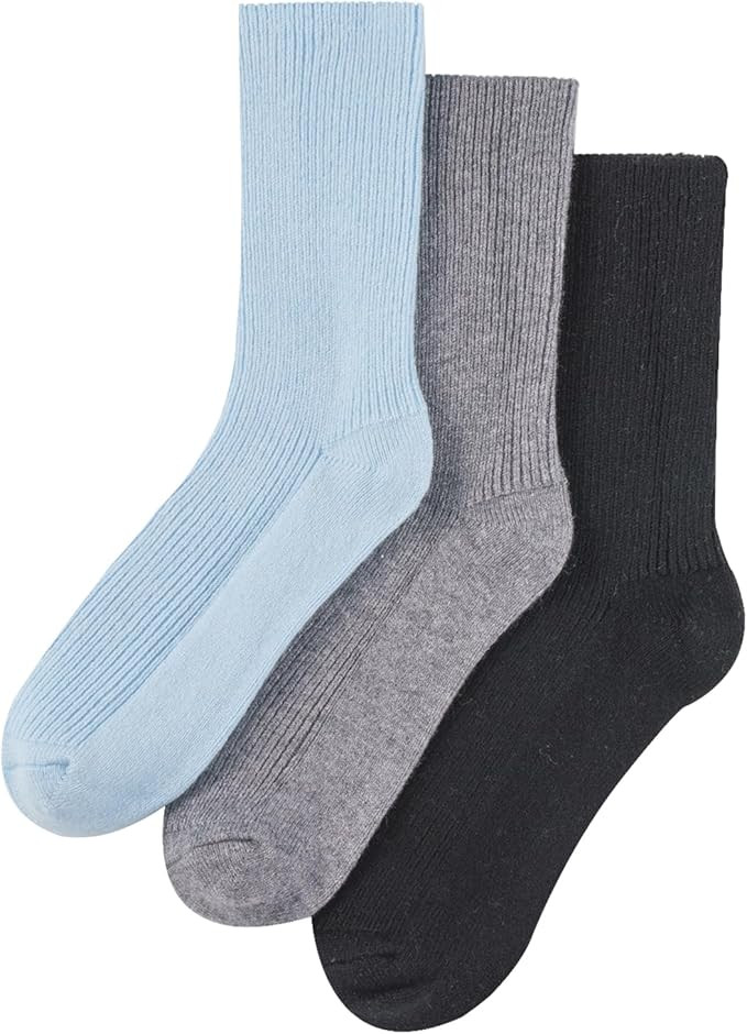 MELUSA 3 Pairs Wool Cashmere Socks for Women, Super Soft Warm Cozy Winter Gift Crew Socks | Amazon (US)