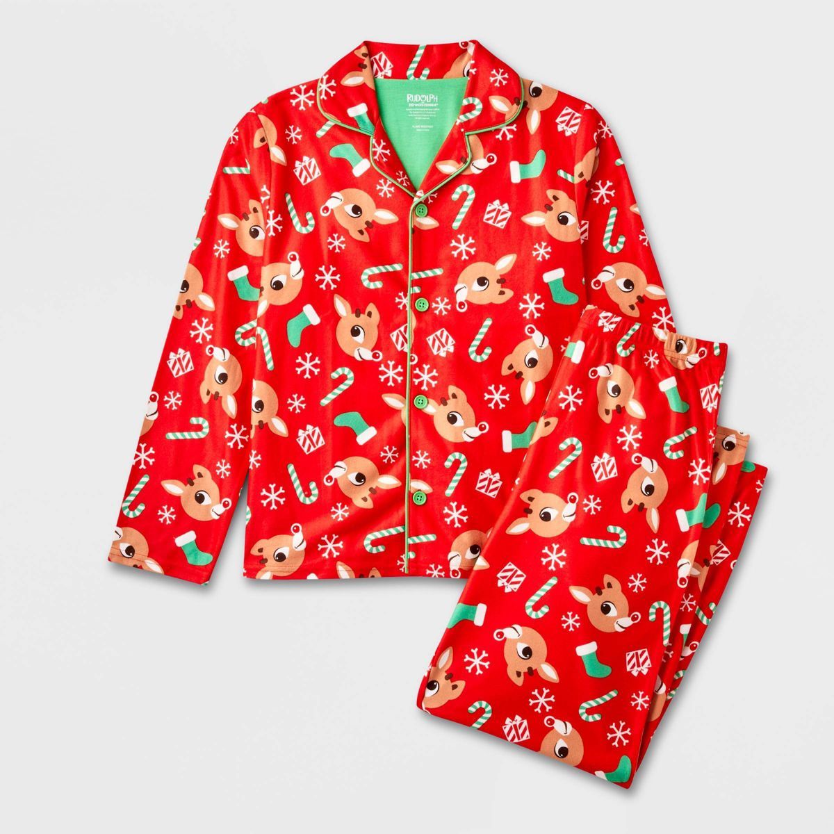 Kids' Rudolph the Red-Nosed Reindeer Christmas Coat Pajama Set - Red | Target