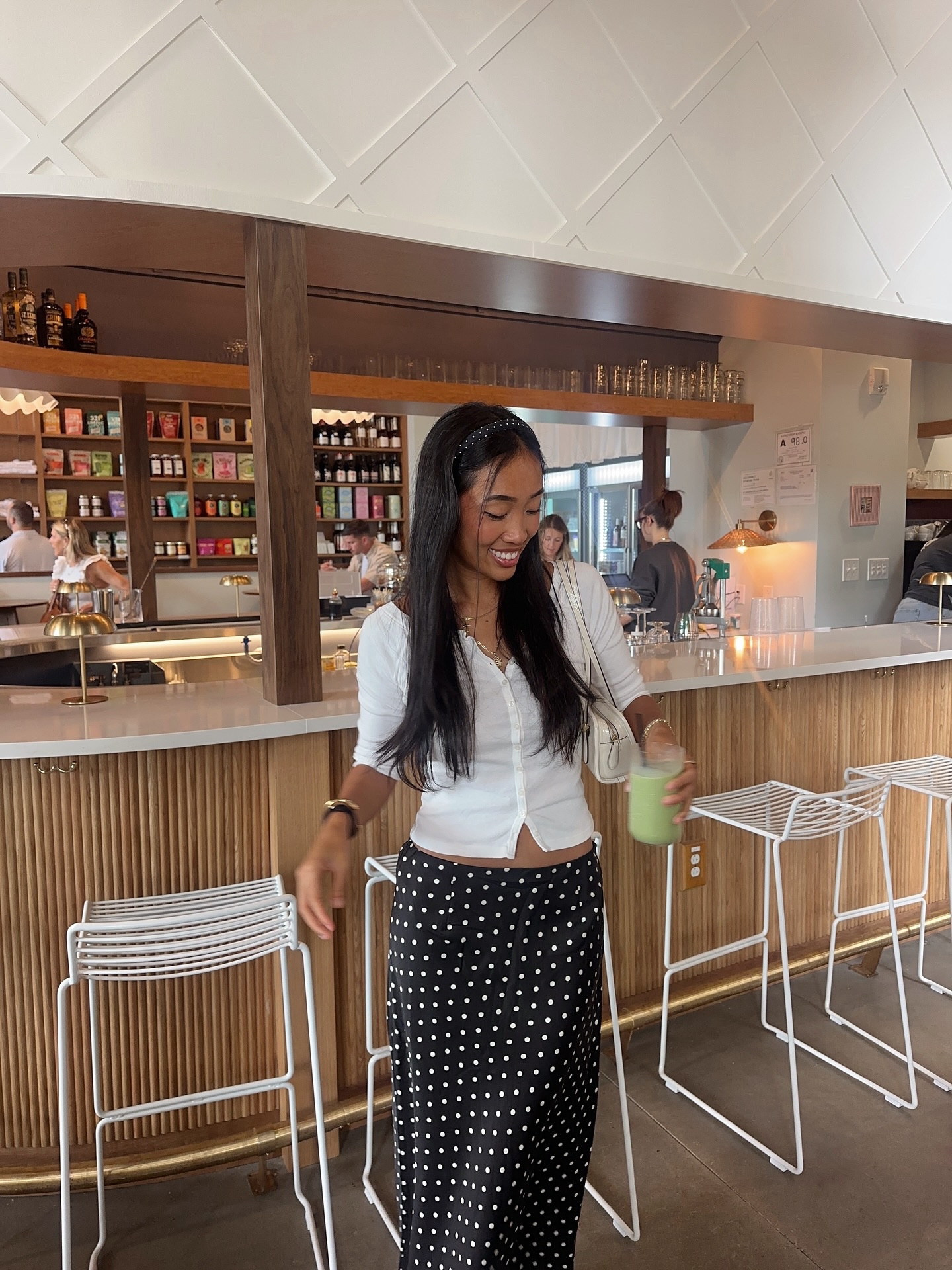 polka dot outfit, coffee shop pics, chic outfit idea, polka dot fall outfit, Pinterest outfit, fall outfit inspo #goldjewlery #pinterestinspo

wearing size US 4 for the low rise polka dot skirt 

#LTKFindsUnder50 #LTKStyleTip #LTKWorkwear