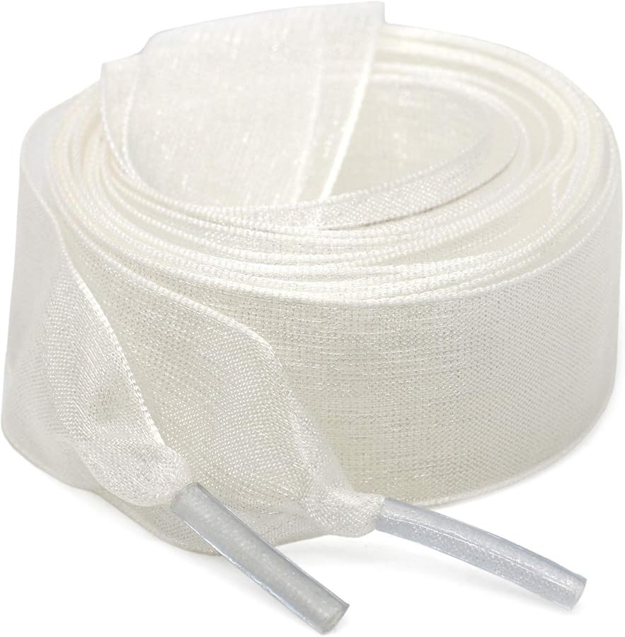 Satin Ribbon Shoe Laces: 2cm Flat Snow Yarn Shoelaces for Women - 2Pair | Amazon (US)