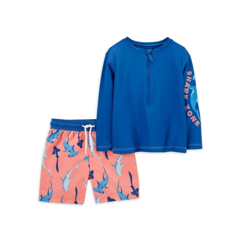 Carter's Child of Mine Baby and Toddler Boy Rashguard and Swim Trunks Set, 2-Piece, Sizes 0/3M-5T | Walmart (US)