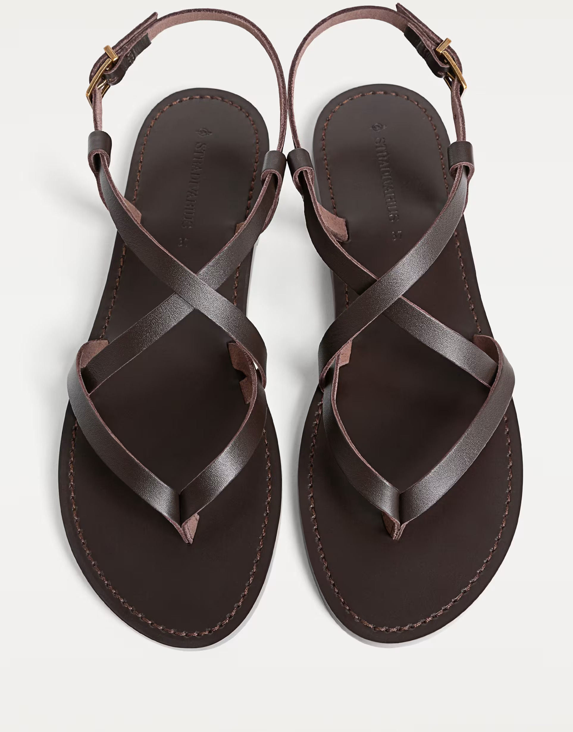 Stradivarius flat strappy leather sandals in brown | ASOS | ASOS (Global)