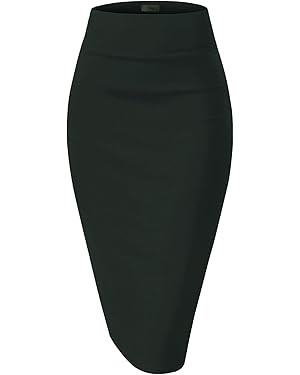 Hybrid & Company Women's Premium Nylon Ponte Stretch Office Pencil Skirt - High Waist, Below Knee... | Amazon (US)