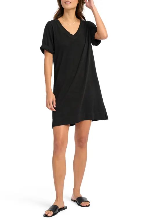 Splendid Sylvia Slub T-Shirt Dress in Black at Nordstrom, Size Medium | Nordstrom