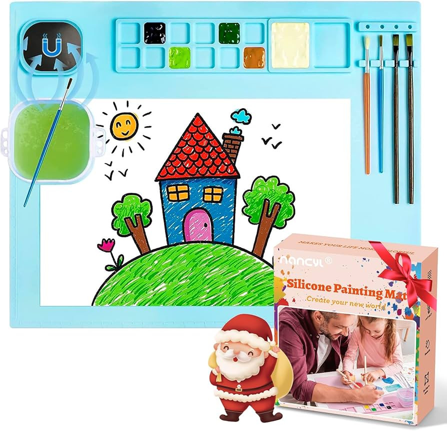 Silicone Art Mat with Cup, Painting Mat for Crafts Resin Casting, Artist Mat with Pen Holders for... | Amazon (US)