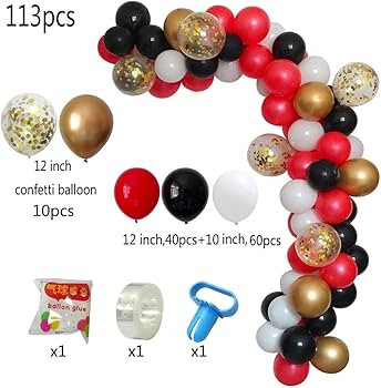 Red Black White Gold Balloon Arch Kit - Red White Black Balloons and Gold Confetti Balloons for B... | Amazon (US)