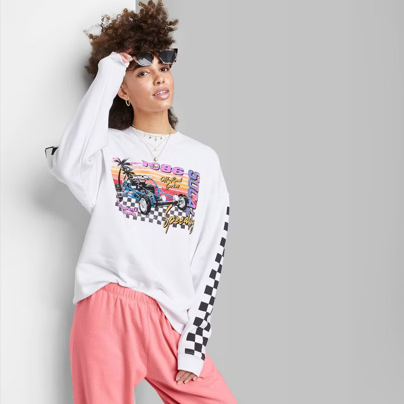 Women's Ascot + Hart Laguna Racing Graphic Sweatshirt - White | Target