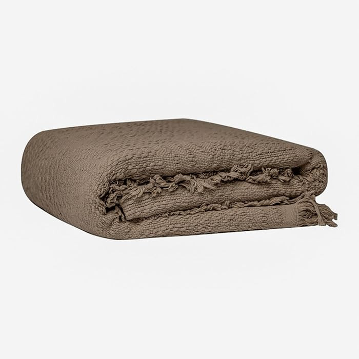 GLORY SEASON 100% Cotton Throw Blanket in Brown Jacqard Weave Fabric with Fringe Soft All Season ... | Amazon (CA)
